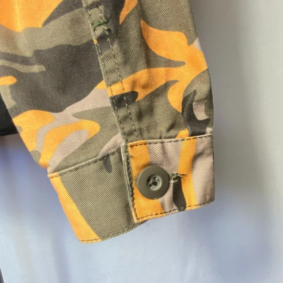 New Look Womens Orange Camo Cropped Denim Jean Jacket Size Medium - Picture 7 of 8